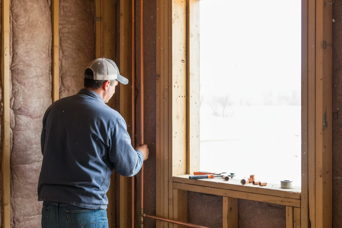 Licensed plumber running new copper supply lines in a Beaver home